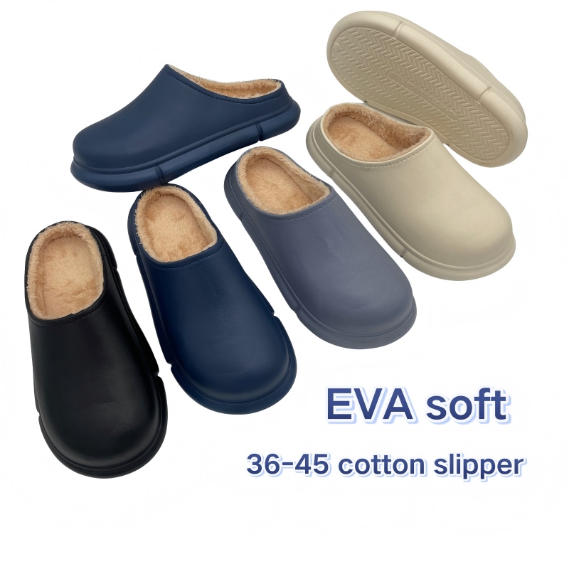 EVA Men's Plush Lined Winter Clogs - Thick Sole Warm Slippers-4