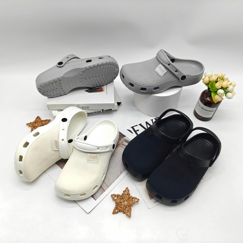 Women Fabric Covered Adjustable Strap Non Slip EVA Garden Clogs(4)