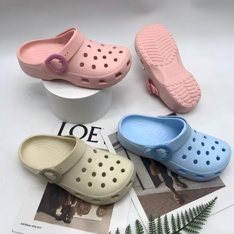 Women Fabric Covered Adjustable Strap Non Slip EVA Garden Clogs(5)