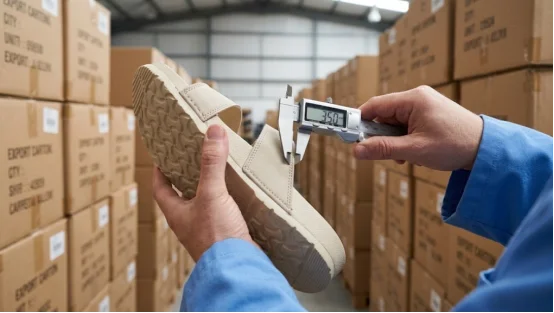 Footwear quality inspection with digital caliper